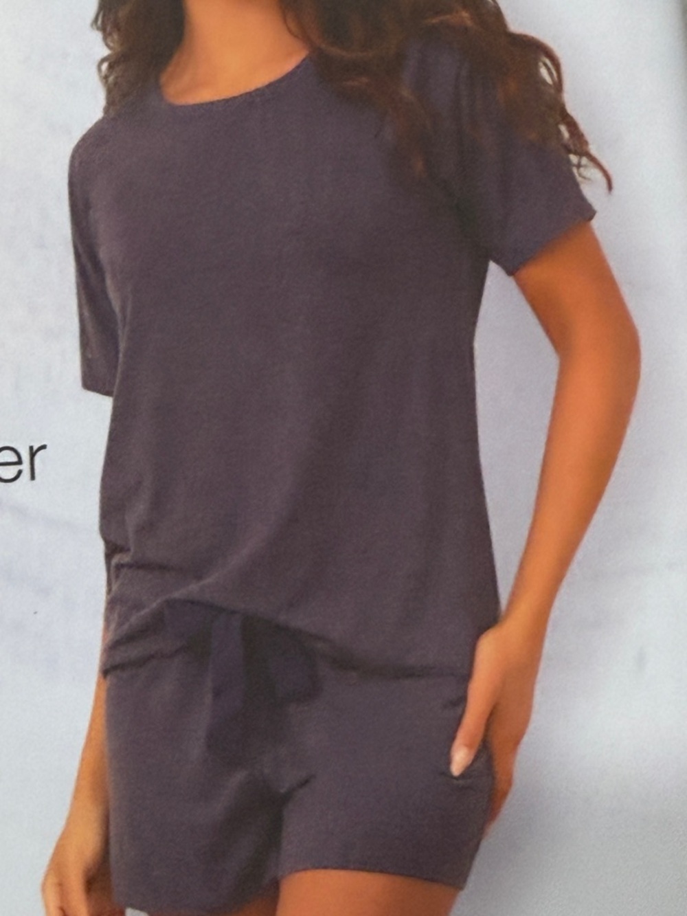 Felina Purple Short Sleeve Lounge Top, Drawstring Shorts and Joggers Set. NWT